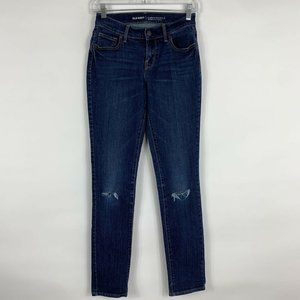 Old Navy Jeans Women’s Size 0 Curvy Skinny Mid Rise Medium Wash Distressed